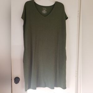 Time And True Ladies Size L 12-14 Olive Green Midi Dress With Pockets